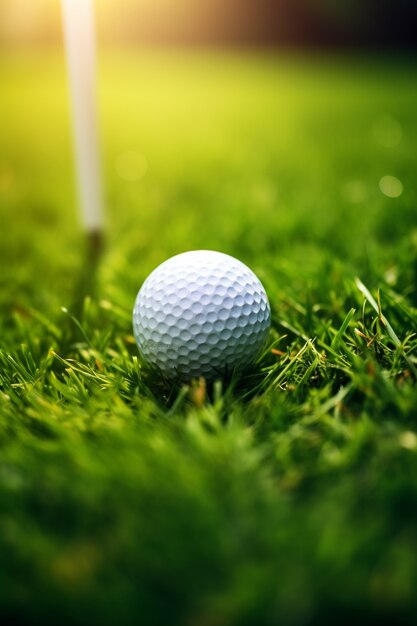 Close-up op golfbal op gras