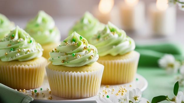 Close-up op groene cupcakes