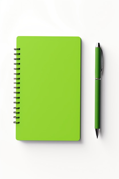 Gratis foto close-up op groene pen en notitieboek