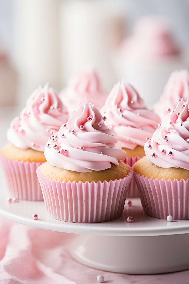 Gratis Foto close-up op heerlijke roze cupcakes