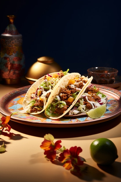 Gratis foto close-up op heerlijke taco's op plaat