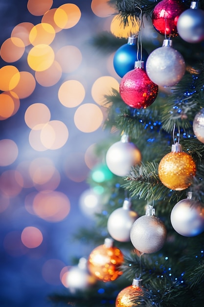 Gratis foto close-up op prachtig versierde kerstboom