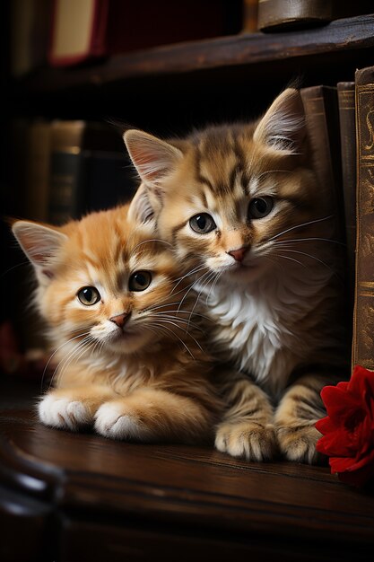 Close-up op schattige kittens binnenshuis