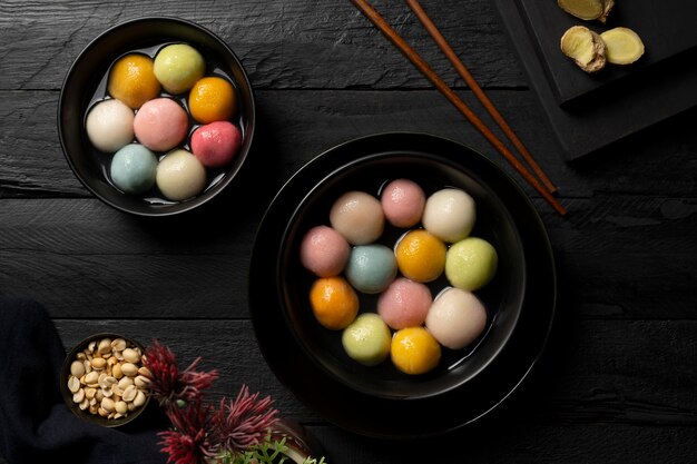 Close-up op smakelijke tangyuan-kom