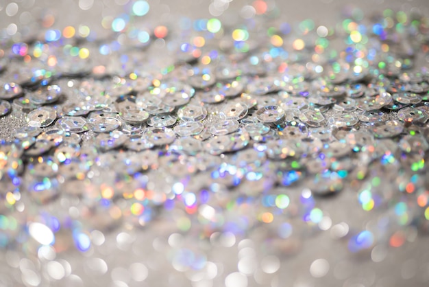 Close-up op zilveren vonken en glitter