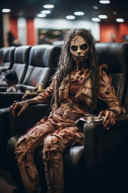 Gratis foto close-up op zombie in bioscoop