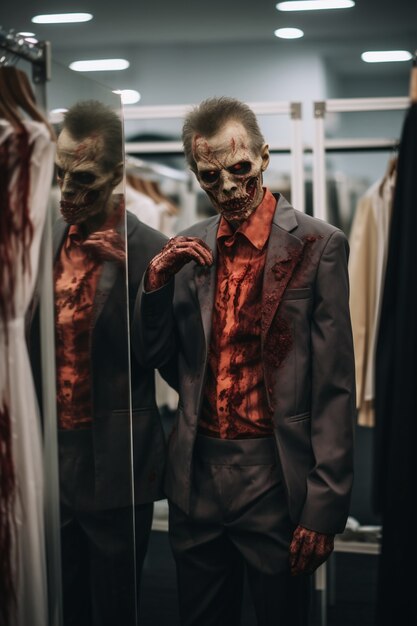 Close-up op zombie in winkel