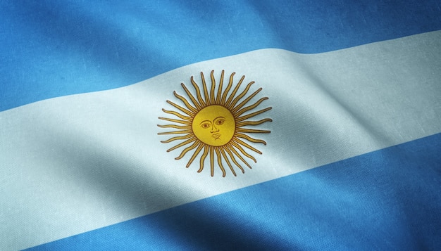 Close-up opname van de zwaaiende vlag van Argentinië met interessante texturen