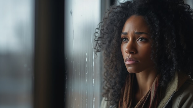 Gratis foto close-up portret van een depressieve vrouw