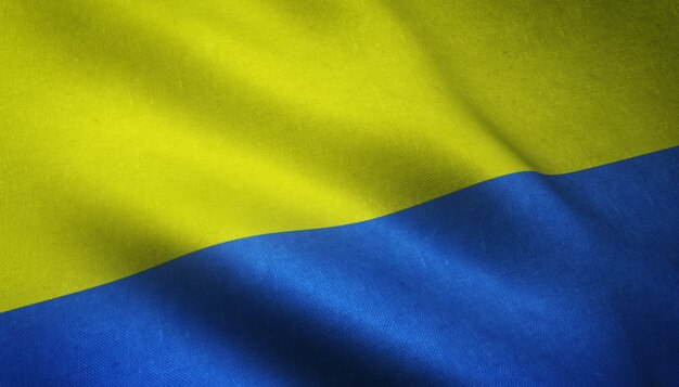 Close-up shot van de realistische vlag van Oekraïne met interessante texturen