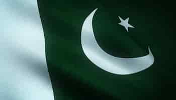 Gratis foto close-up shot van de wapperende vlag van pakistan met interessante texturen