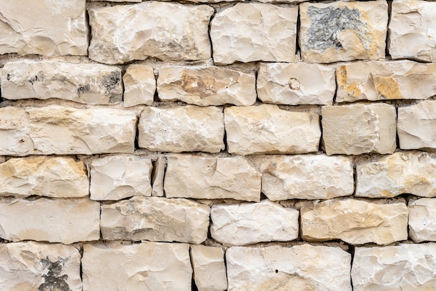 Close-up shot van een witte stenen muur, een goede achtergrond