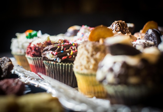 Close-up shot van gastronomische cupcakes in een countryclub in New Jersey