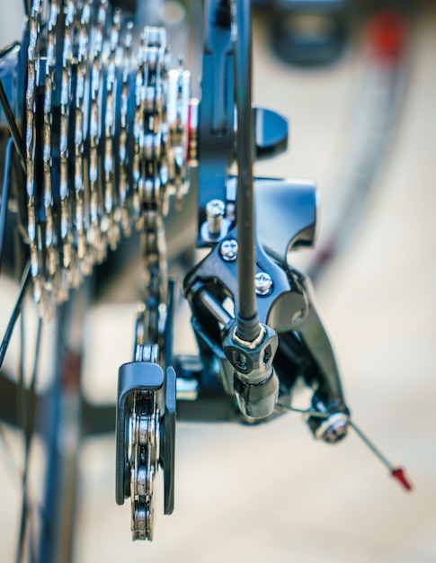 Close-up van de fiets versnellingen