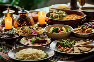Gratis foto close-up van de smakelijke ramadan maaltijd