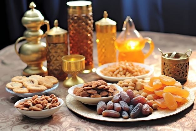 Close-up van de smakelijke ramadan maaltijd