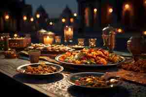 Gratis foto close-up van de smakelijke ramadan maaltijd