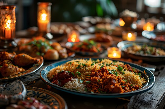 Close-up van de smakelijke ramadan maaltijd