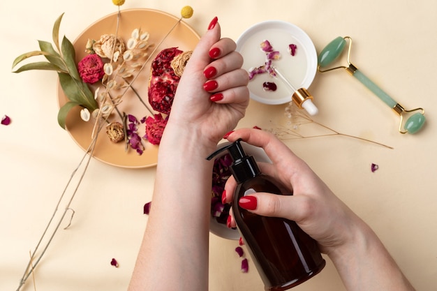 Gratis foto close-up van een elegante schoonheidsbehandeling voor zelfverzorging