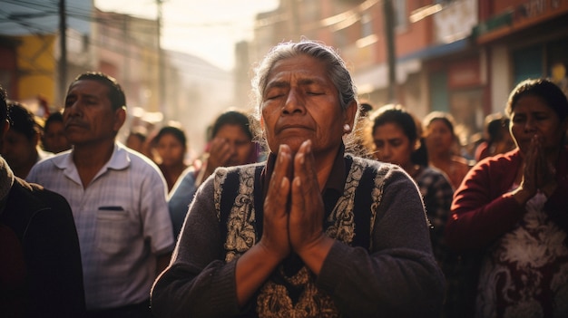 Close-up van een Mexicaan die bidt.