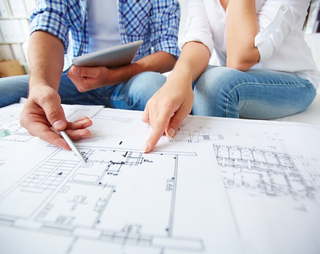 Close-up van een plattegrond