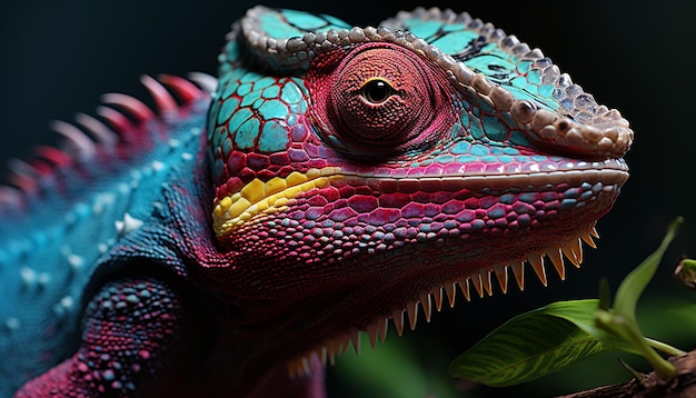 Gratis foto close-up van een schattig groen gekko-oog gegenereerd door ai