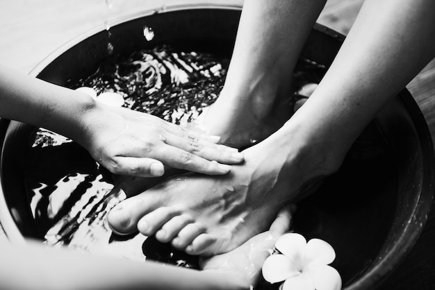 Close-up van feet spa therapie en massage