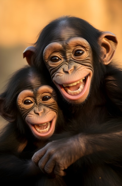 Close-up van glimlachende apen