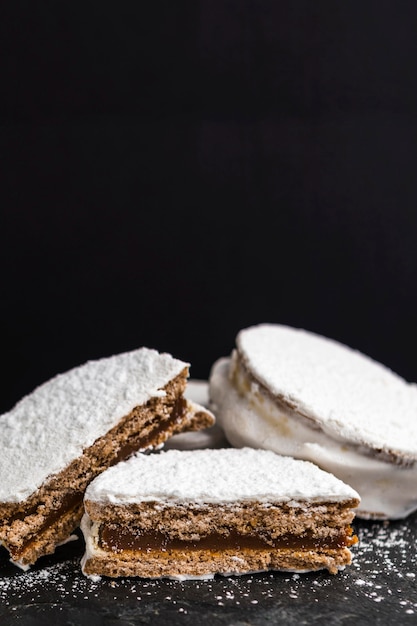 Gratis foto close-up van heerlijk alfajores concept