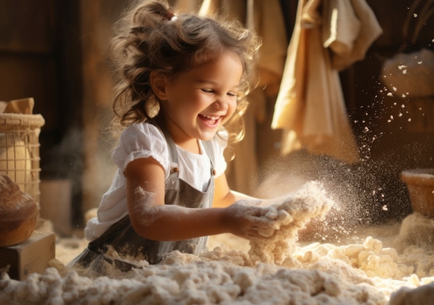 Gratis foto close-up van het koken van een kind