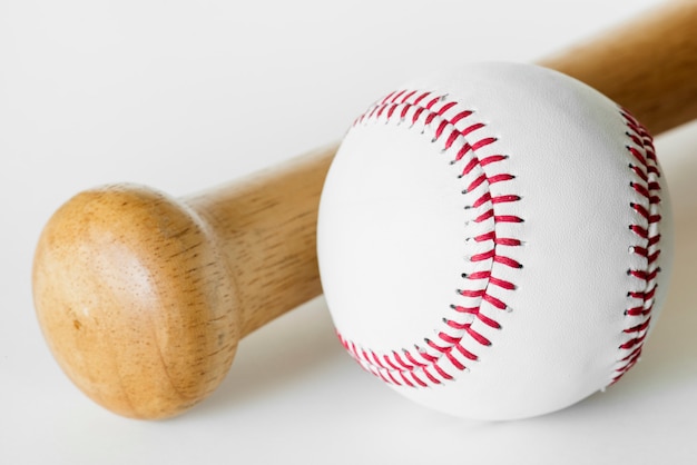 Close-up van honkbal en knuppel