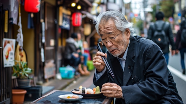 Gratis foto close-up van iemand die sushi eet.
