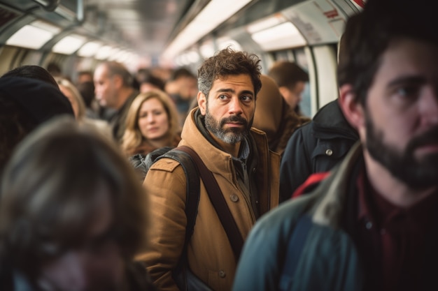 Gratis foto close-up van mensen die met de trein reizen