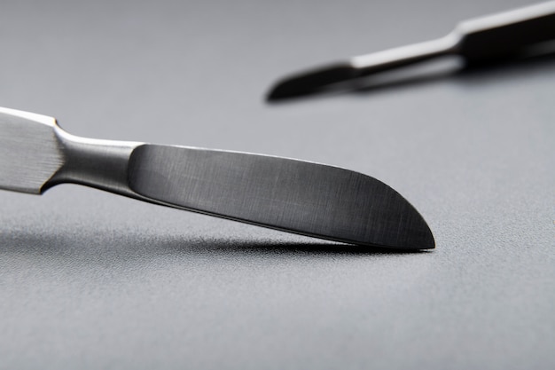 Close-up van metalen medische scalpel