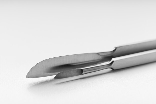 Close-up van metalen medische scalpel