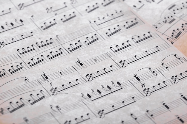 Close-up van muziek notities op papier
