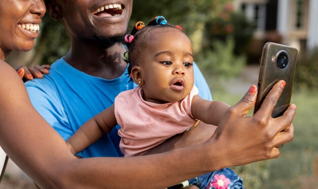 Close-up van ouders selfie te nemen