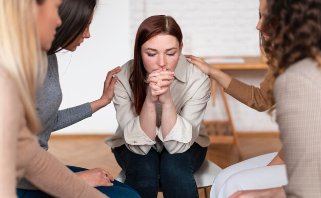 Close-up van streek vrouw in therapie