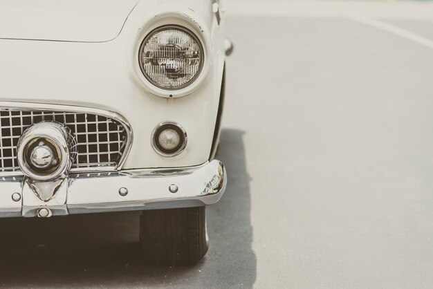 Close-up van vintage auto in zwart-wit