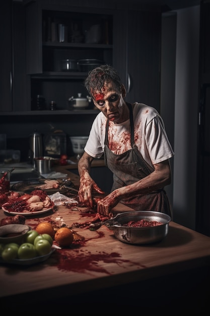 Gratis foto close-up van zombiekoken