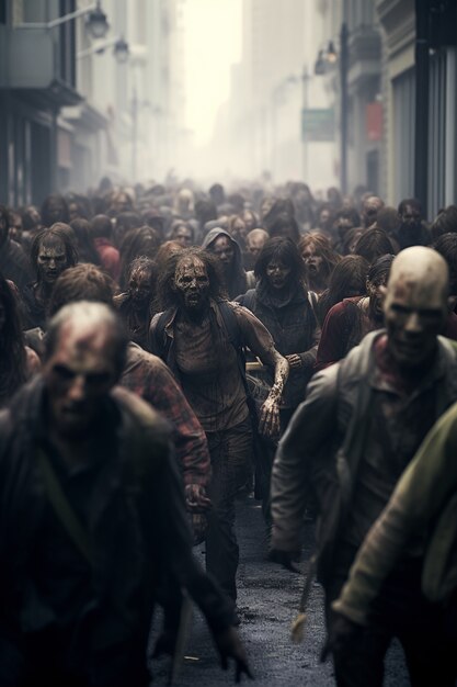 Close-up van zombies die lopen