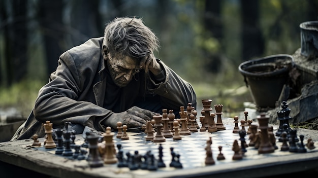Gratis foto close-up van zombies die schaken