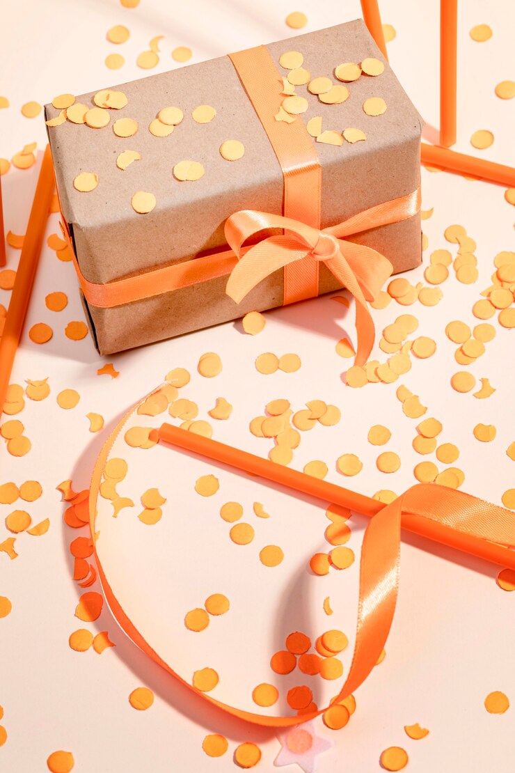 Gratis Foto close-up verpakt geschenkdoos op tafel