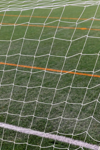 Close-up voetbalveld met net