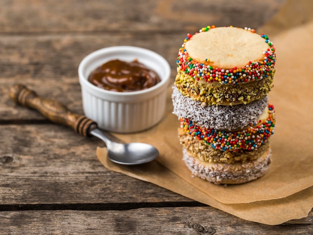 Gratis foto close-up weergave van heerlijke alfajores