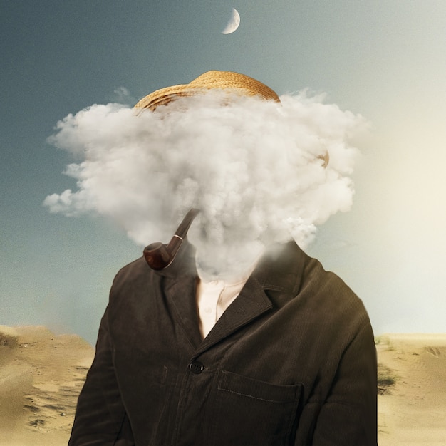 Collage met wolkvormige hoofden