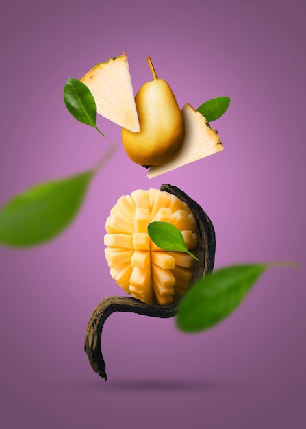 Collage van 3d-fruittexturen