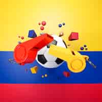 Gratis foto colombiaanse vlag met voetbal