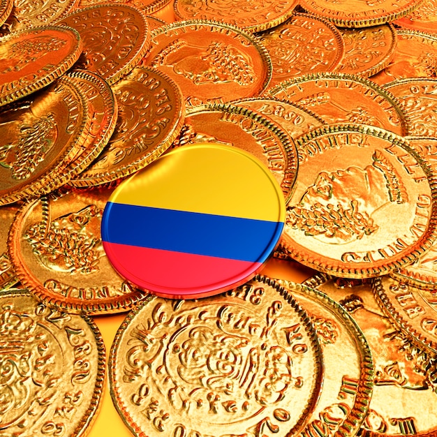 Colombiaanse vlag op munt