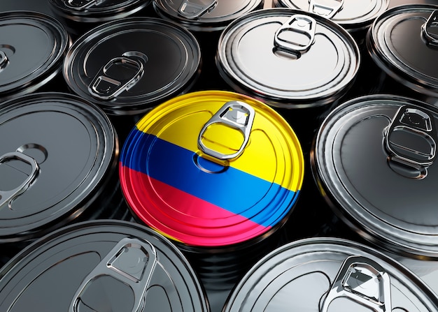 Gratis foto colombiaanse vlag op voedselblik